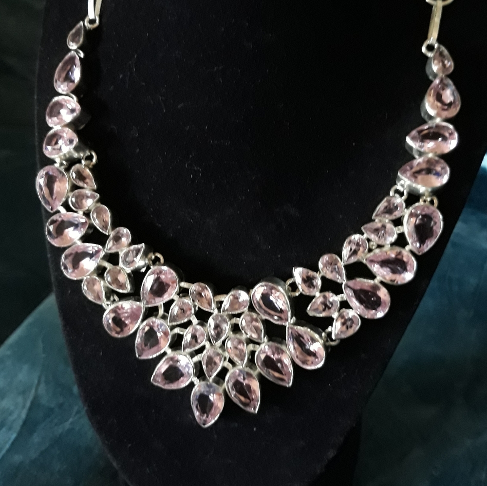 Pink Kunzite Quartz Sterling Silver Necklace